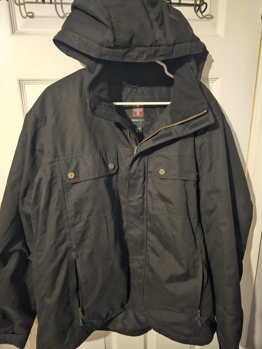 Swiss Tech Black Hooded Field Jacket